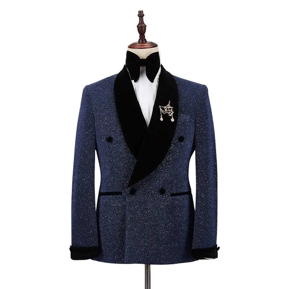 New Men Tuxedo 2 Pieces Double Breasted Shawl Lapel Wedding Party Suit