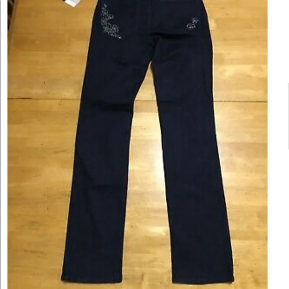 New NYDJ Sheri Blue JEANS Stretch Lift Beading 0