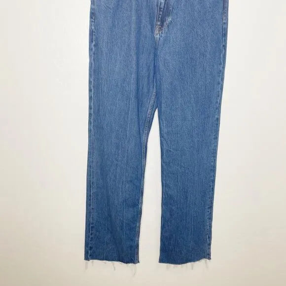 NEW Zara The 90’s Full Length Jeans Muse Blue Size 10 Wide Leg Slim Fit