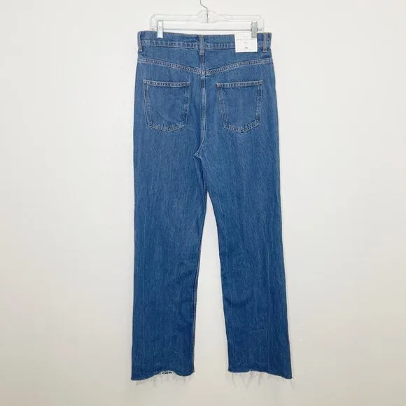 NEW Zara The 90’s Full Length Jeans Muse Blue Size 10 Wide Leg Slim Fit
