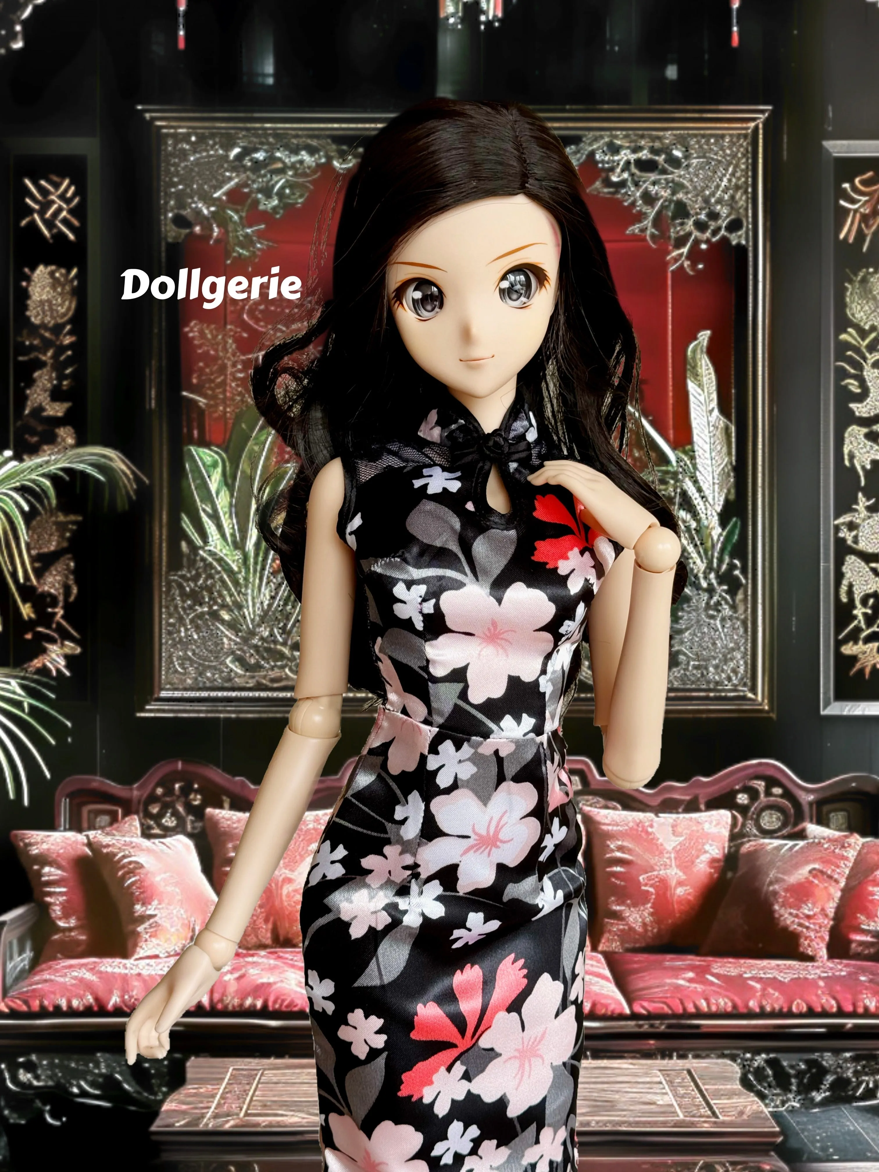 Noir Lace QiPao for SmartDoll