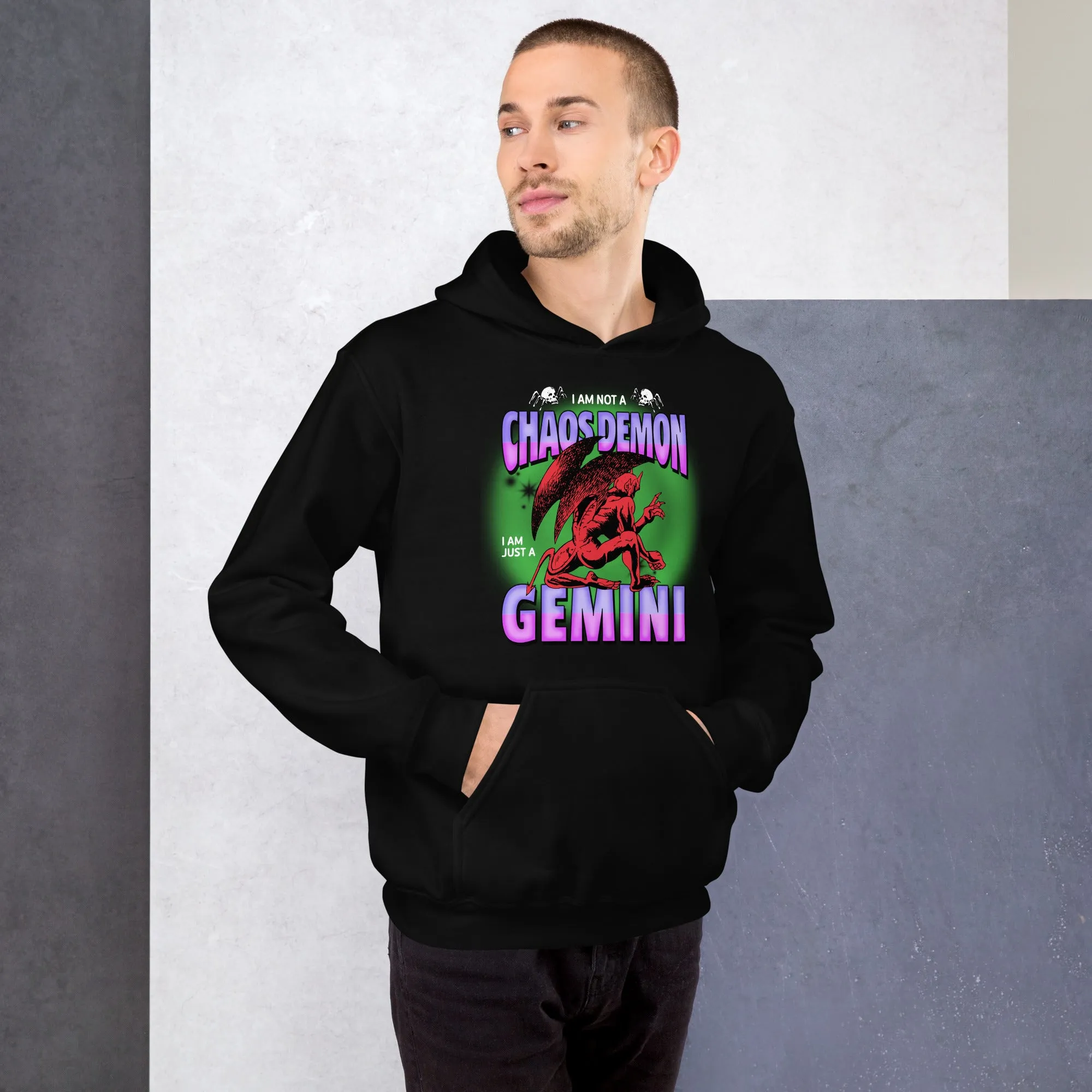 Not A Chaos Demon, Just A Gemini Hoodie - Green/Purple