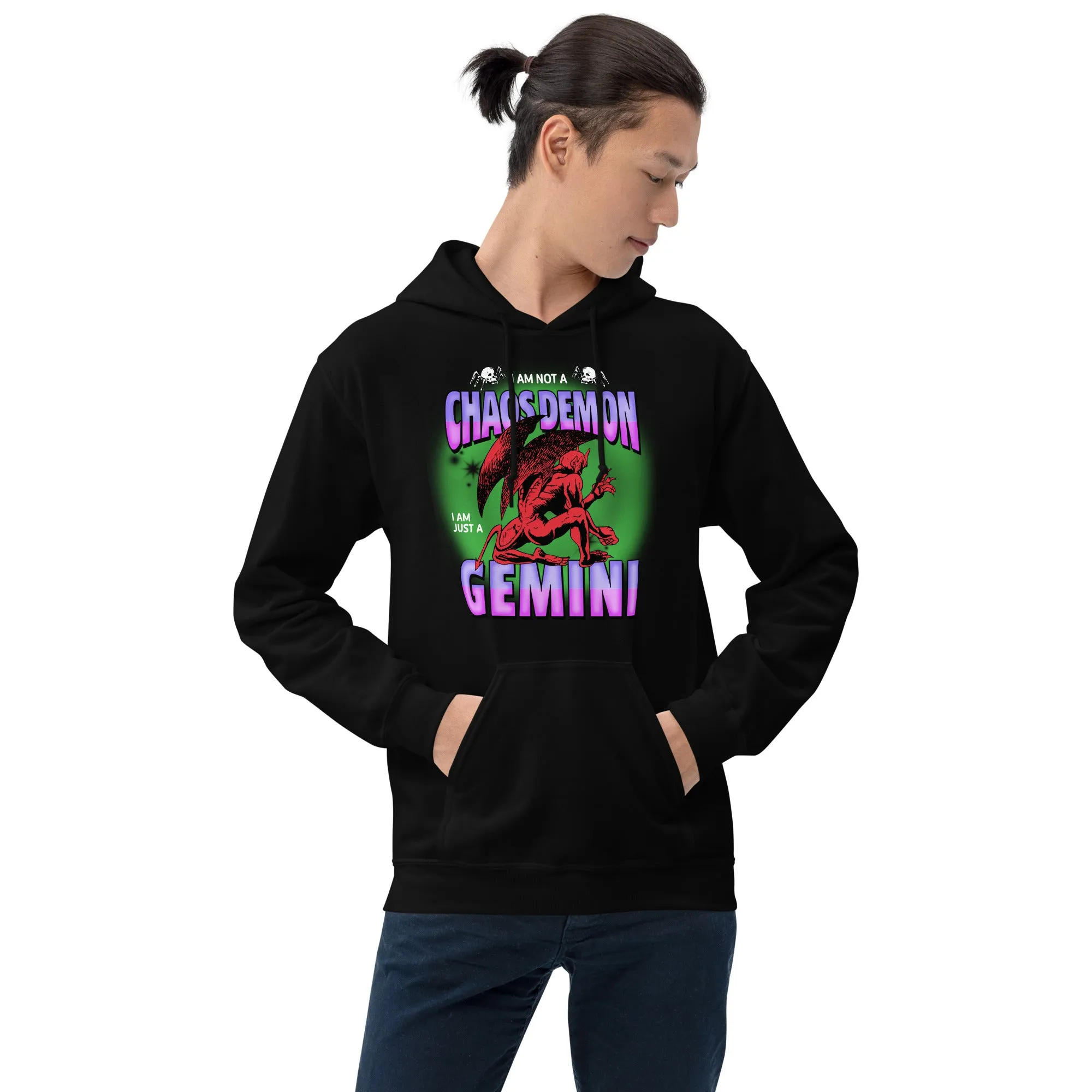 Not A Chaos Demon, Just A Gemini Hoodie - Green/Purple
