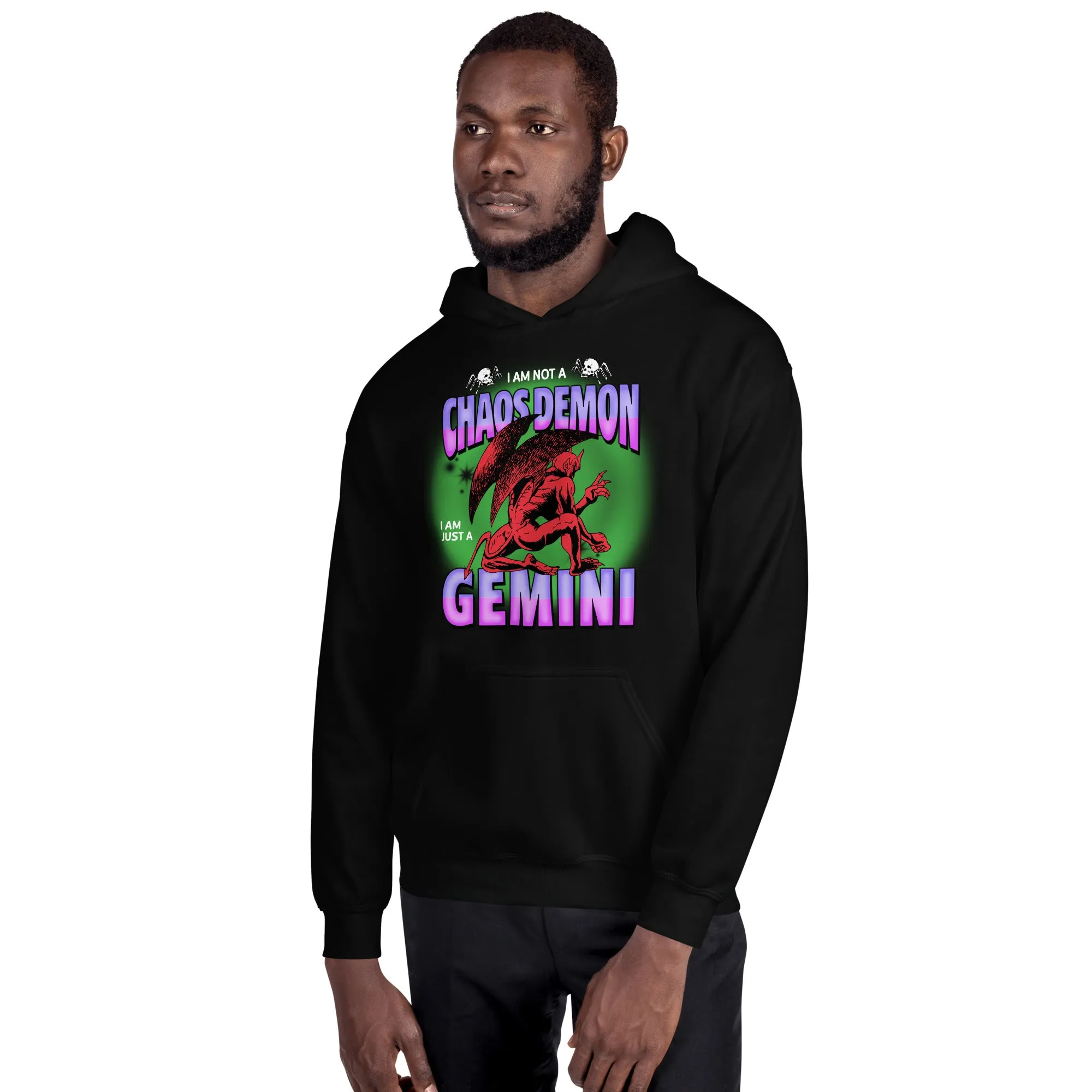 Not A Chaos Demon, Just A Gemini Hoodie - Green/Purple