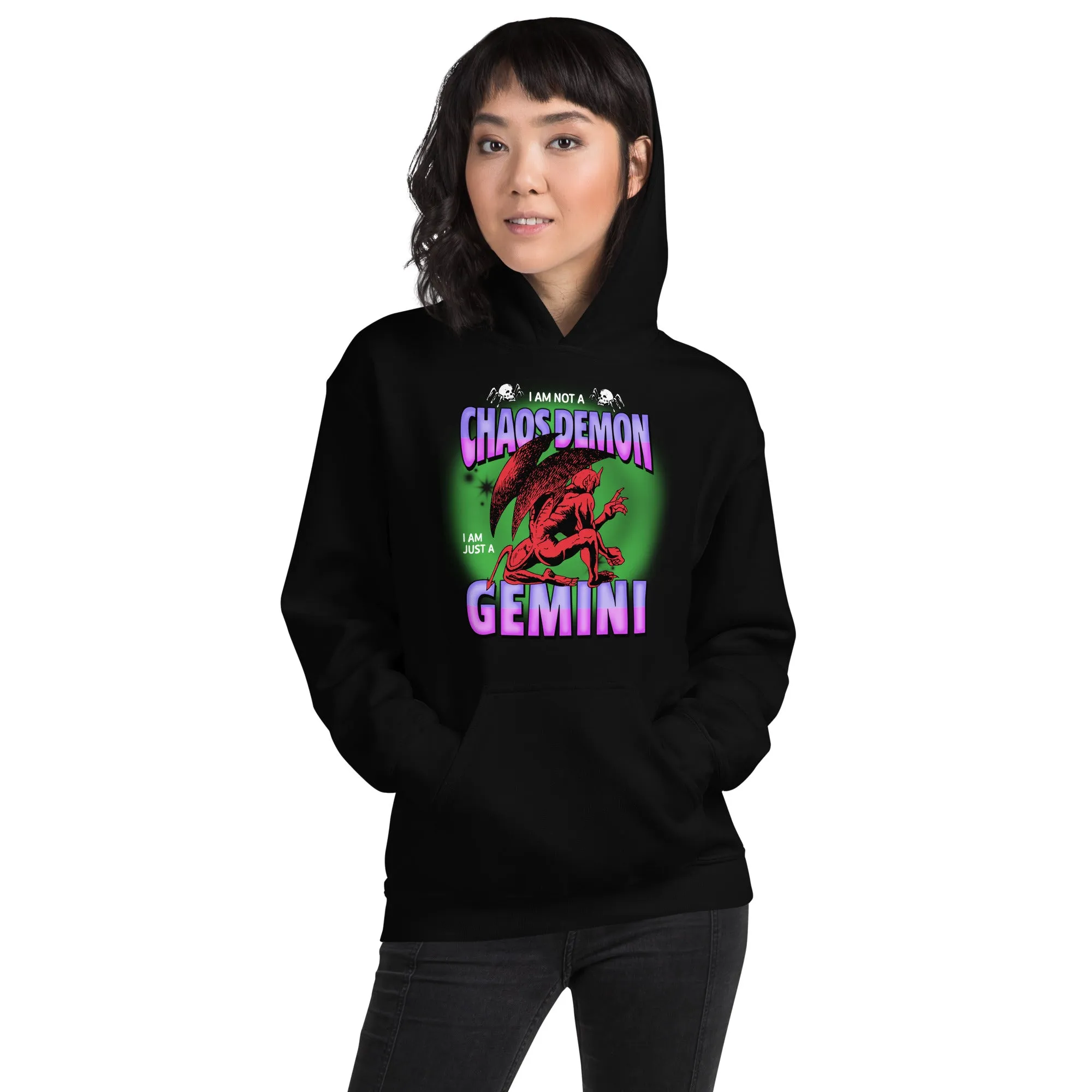 Not A Chaos Demon, Just A Gemini Hoodie - Green/Purple