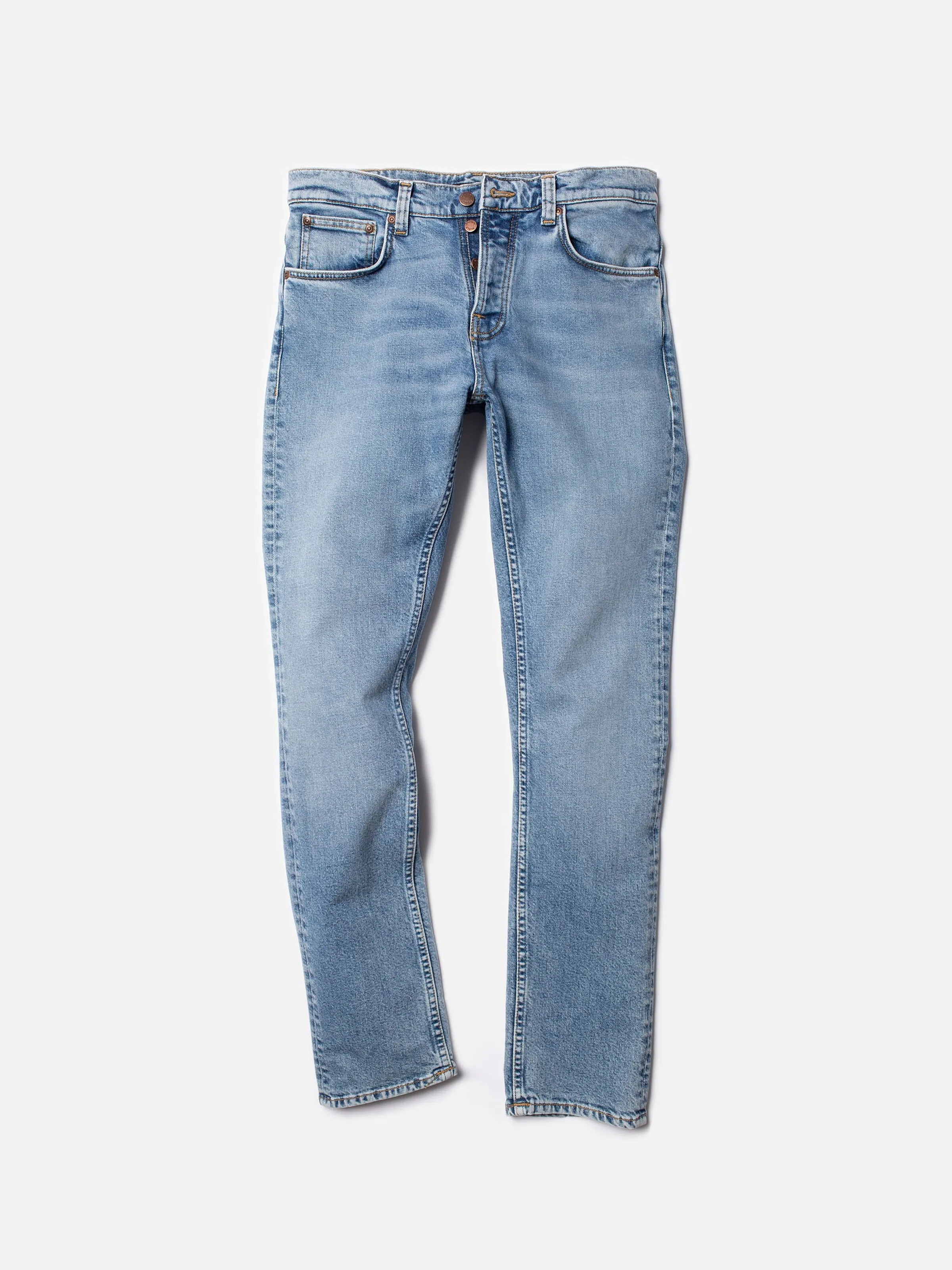 【Nudie Jeans】Grim Tim Worn Pale Blue滄藍刷色合身小直筒合身小直筒牛仔褲