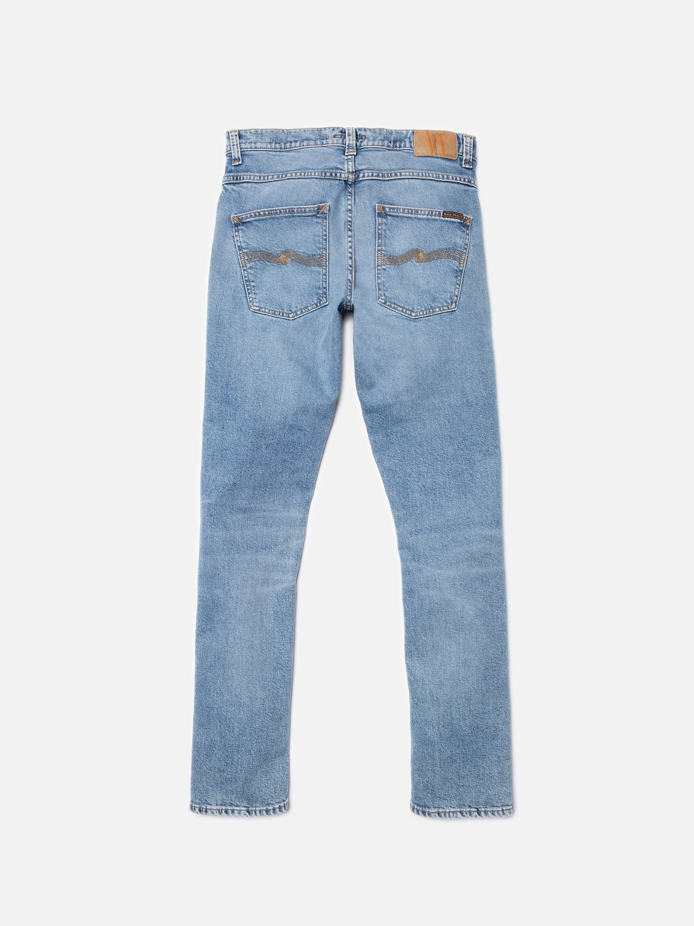 【Nudie Jeans】Grim Tim Worn Pale Blue滄藍刷色合身小直筒合身小直筒牛仔褲