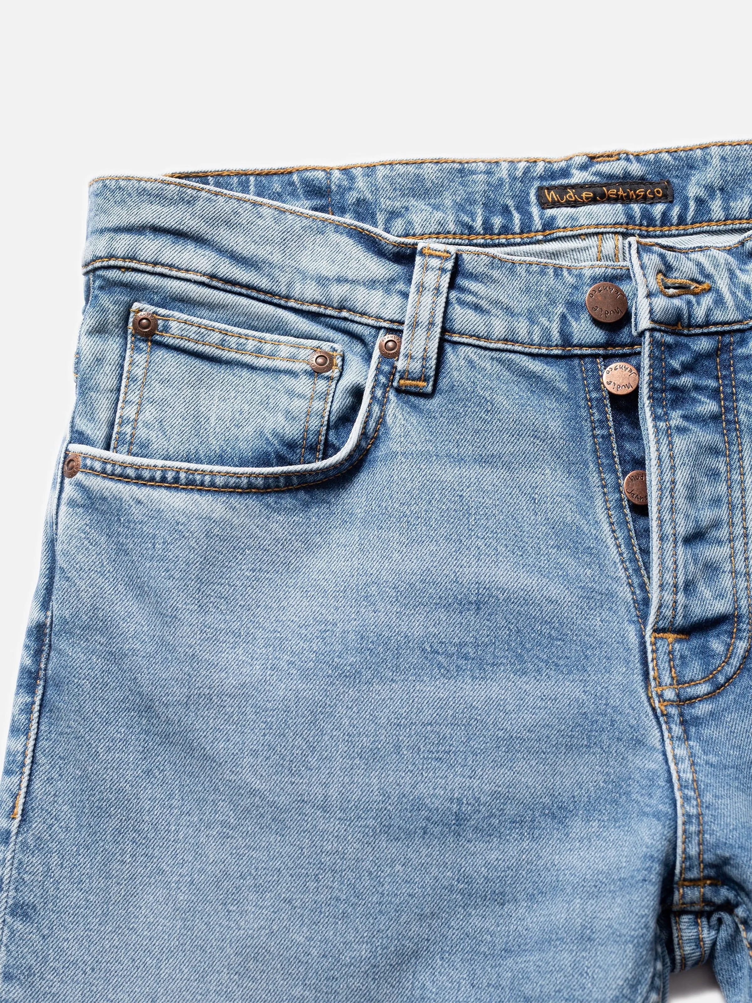 【Nudie Jeans】Grim Tim Worn Pale Blue滄藍刷色合身小直筒合身小直筒牛仔褲