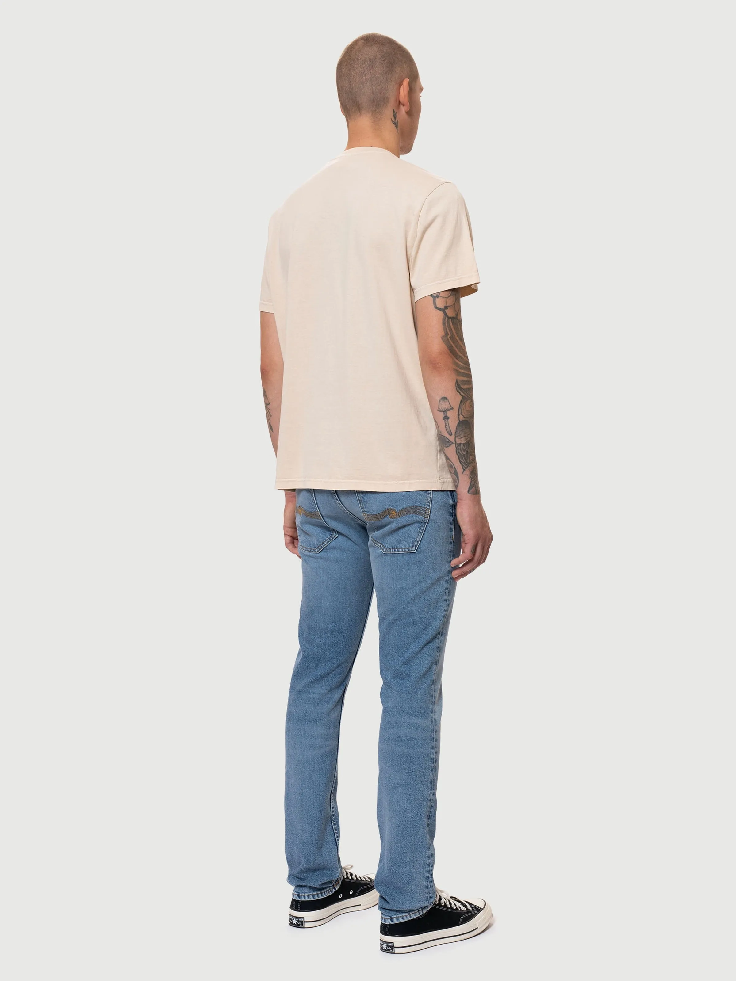 【Nudie Jeans】Grim Tim Worn Pale Blue滄藍刷色合身小直筒合身小直筒牛仔褲