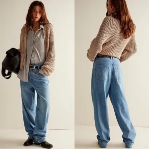 NWT Free People We The Free Crossroads Mid-Rise Slim Straight Jeans
