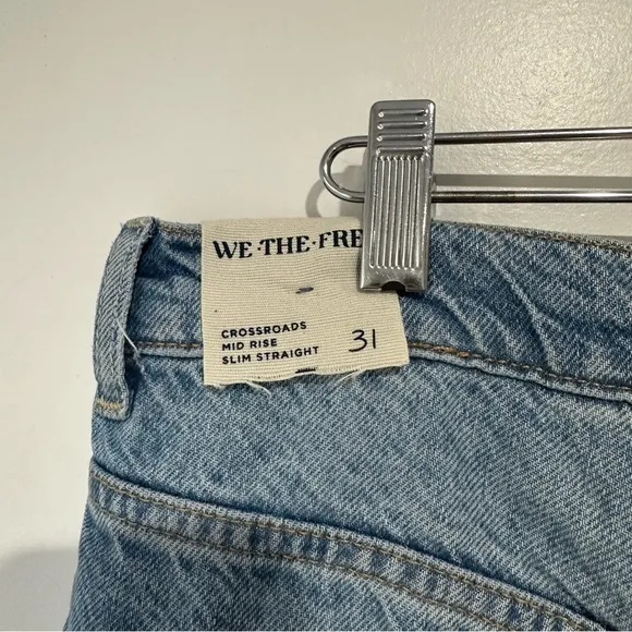 NWT Free People We The Free Crossroads Mid-Rise Slim Straight Jeans