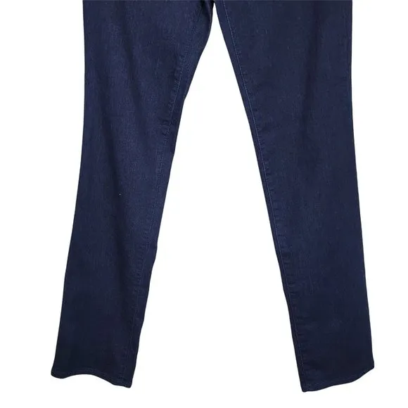 NYDJ Lift Tuck Shri Slim Blue Dark Wash Stretchy Skinny Embroidered Jeans Size 0