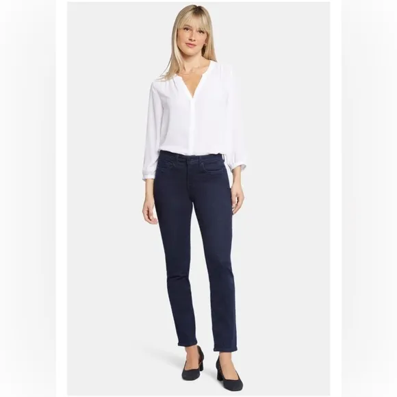 NYDJ Sheri Slim Rinse Dark Wash Lift Tuck Denim Blue Jeans Size 14P NWT