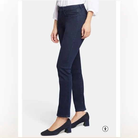 NYDJ Sheri Slim Rinse Dark Wash Lift Tuck Denim Blue Jeans Size 14P NWT
