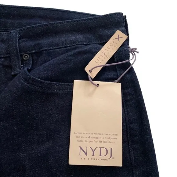 NYDJ Sheri Slim Rinse Dark Wash Lift Tuck Denim Blue Jeans Size 14P NWT