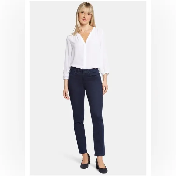 NYDJ Sheri Slim Rinse Dark Wash Lift Tuck Denim Blue Jeans Size 14P NWT