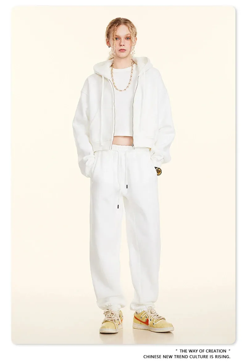 Obsidian Phoenix Luxury Women's 345gsm Fleece Zipper Crop Hoodie - Warm Solid Short Hooded Zip-Up Coat