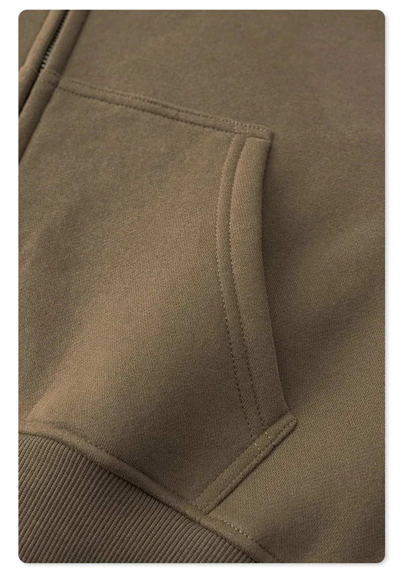 Obsidian Phoenix Luxury Women's 345gsm Fleece Zipper Crop Hoodie - Warm Solid Short Hooded Zip-Up Coat