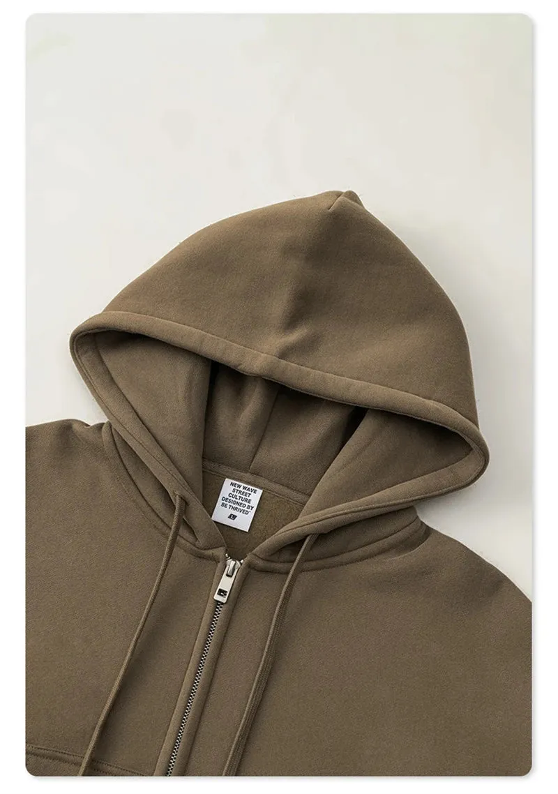Obsidian Phoenix Luxury Women's 345gsm Fleece Zipper Crop Hoodie - Warm Solid Short Hooded Zip-Up Coat
