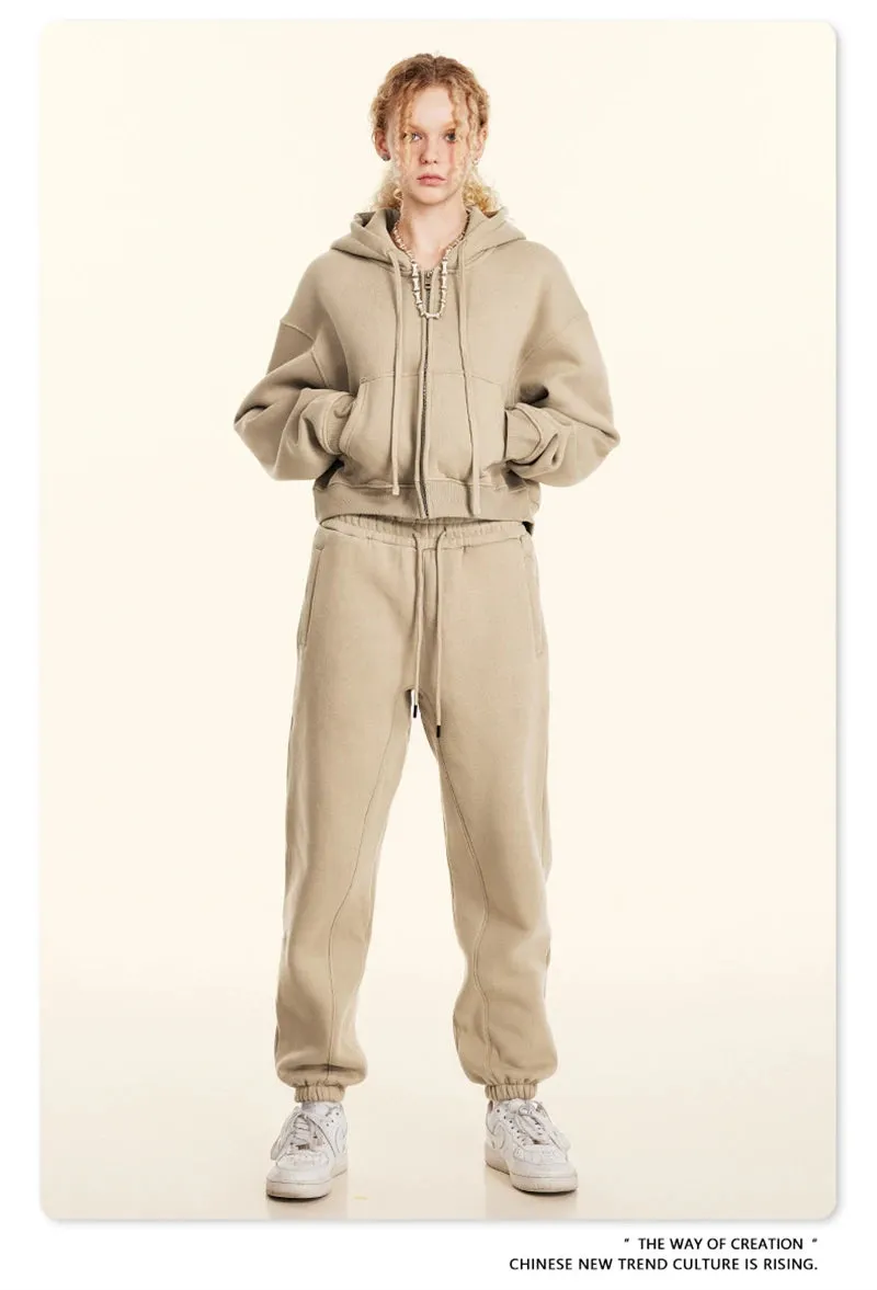 Obsidian Phoenix Luxury Women's 345gsm Fleece Zipper Crop Hoodie - Warm Solid Short Hooded Zip-Up Coat
