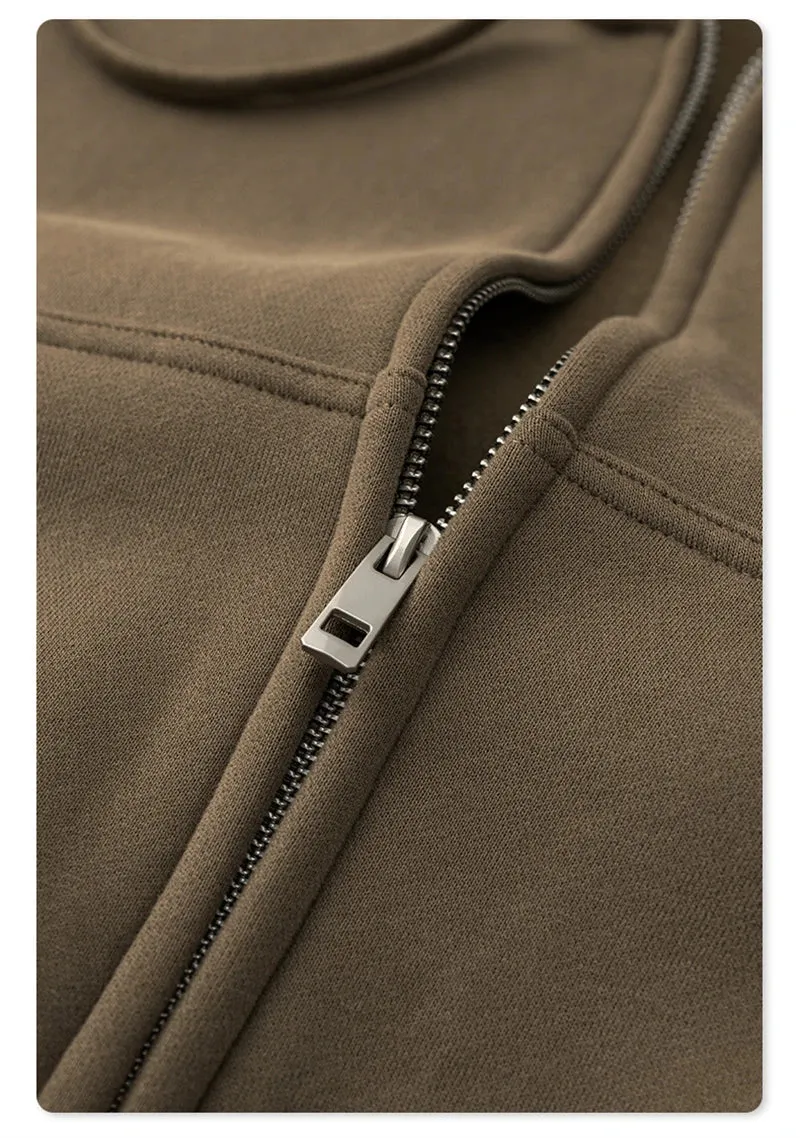 Obsidian Phoenix Luxury Women's 345gsm Fleece Zipper Crop Hoodie - Warm Solid Short Hooded Zip-Up Coat