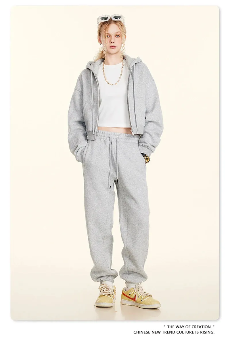 Obsidian Phoenix Luxury Women's 345gsm Fleece Zipper Crop Hoodie - Warm Solid Short Hooded Zip-Up Coat