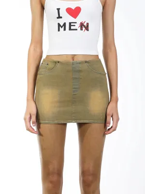 Olive Mini Denim Skirt