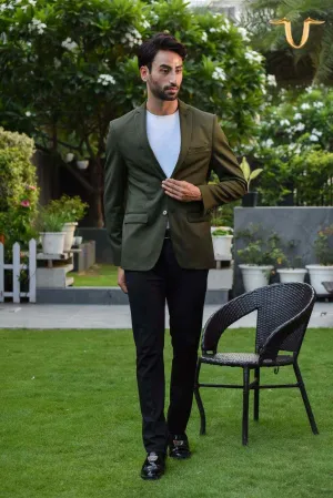 Olive Stretch Knitted Blazer