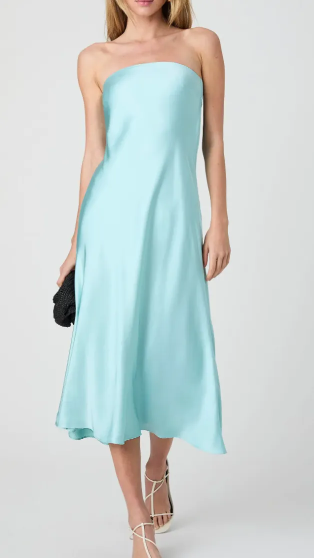 Oona Satin Strapless Midi dress