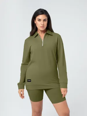 Organic Bamboo Women Cozy Half Zip Slim Fit Jumper