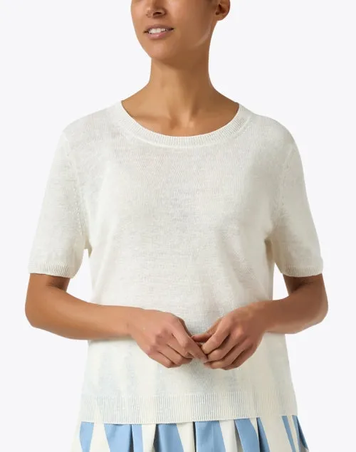 Pancone White Knit Linen Top