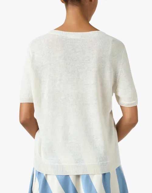 Pancone White Knit Linen Top
