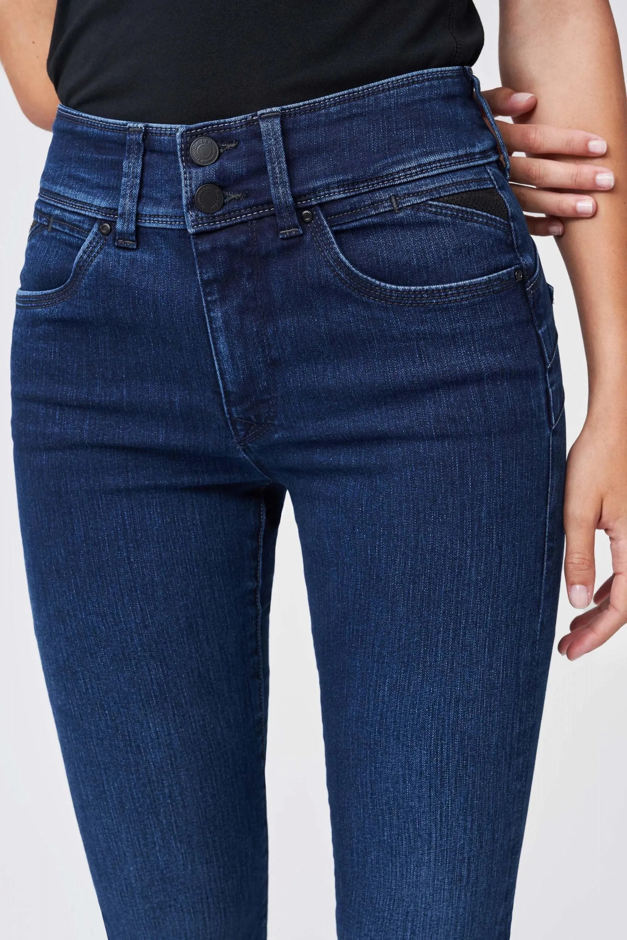 Pantalones vaqueros Push In Secret con detalles en napa