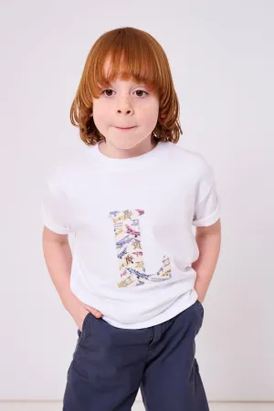 Personalised White T-Shirt in Tom's Jet Liberty Print