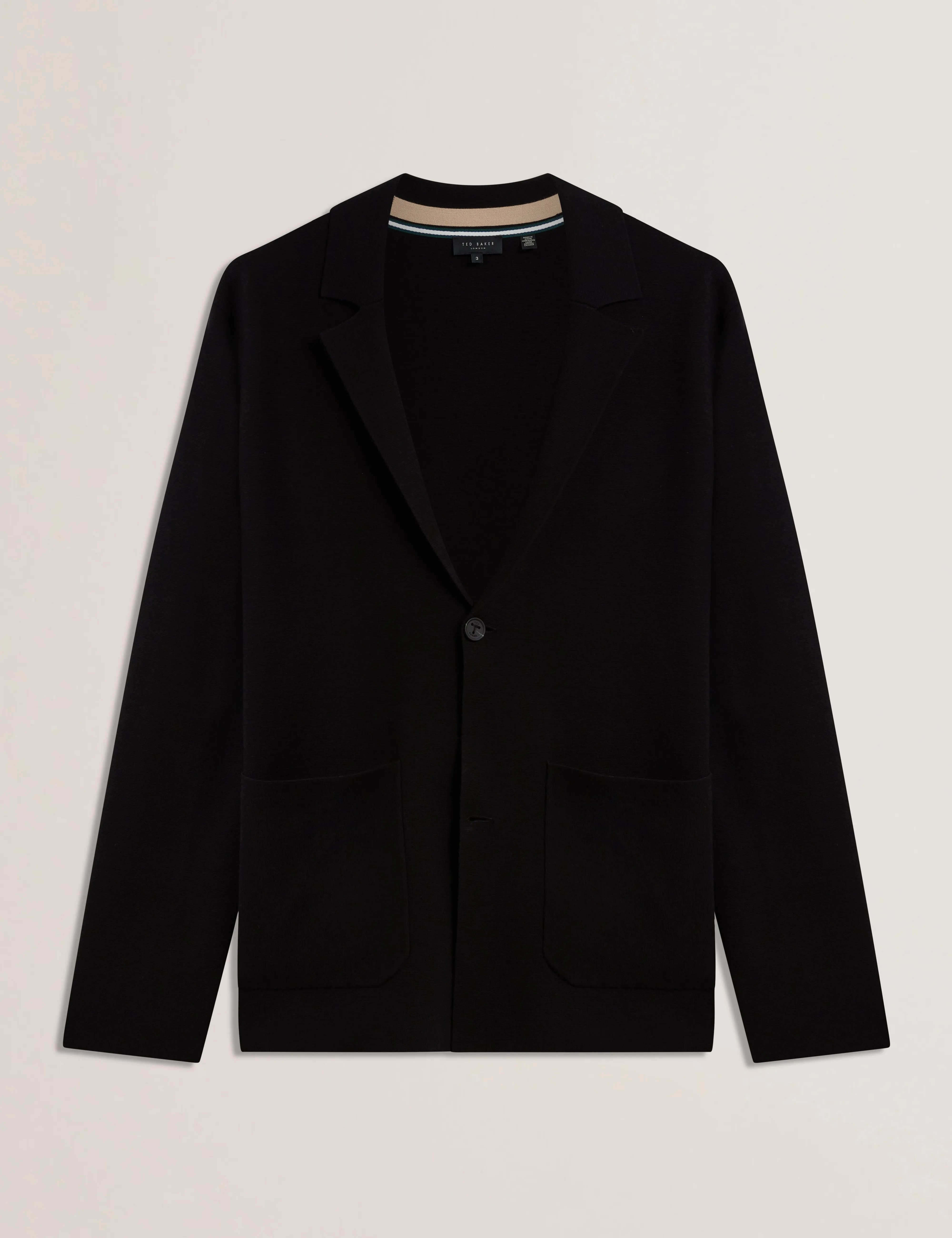 Petres Long Sleeve Single Breasted Knitted Blazer Black