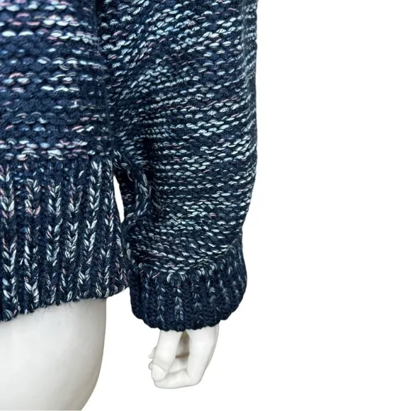 Pilcro Anthropologie Mega Henley Sweater 3X Chunky Knit Boxy Blue