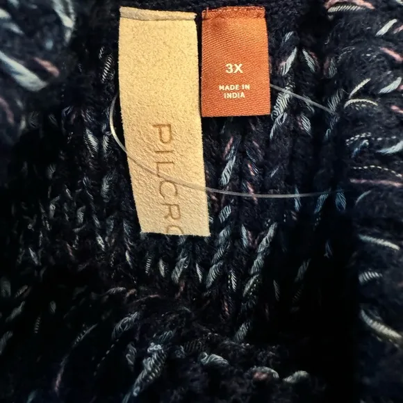 Pilcro Anthropologie Mega Henley Sweater 3X Chunky Knit Boxy Blue