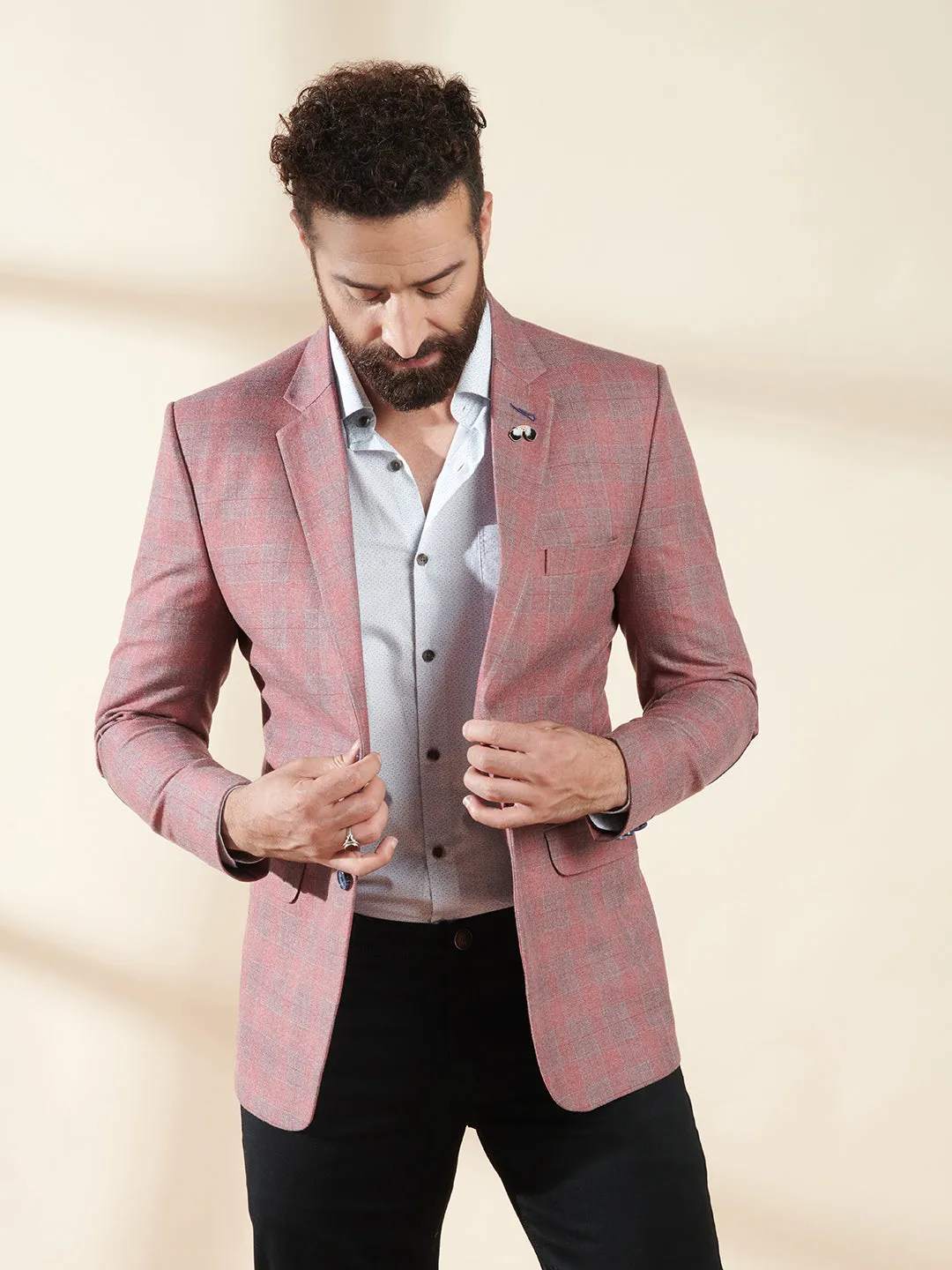 Pink Checks Blazer