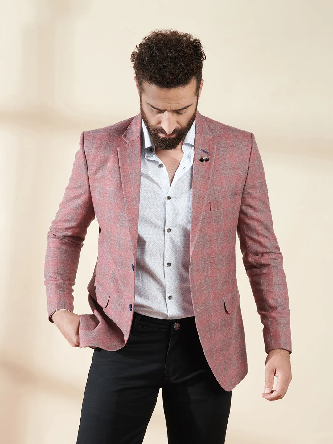 Pink Checks Blazer