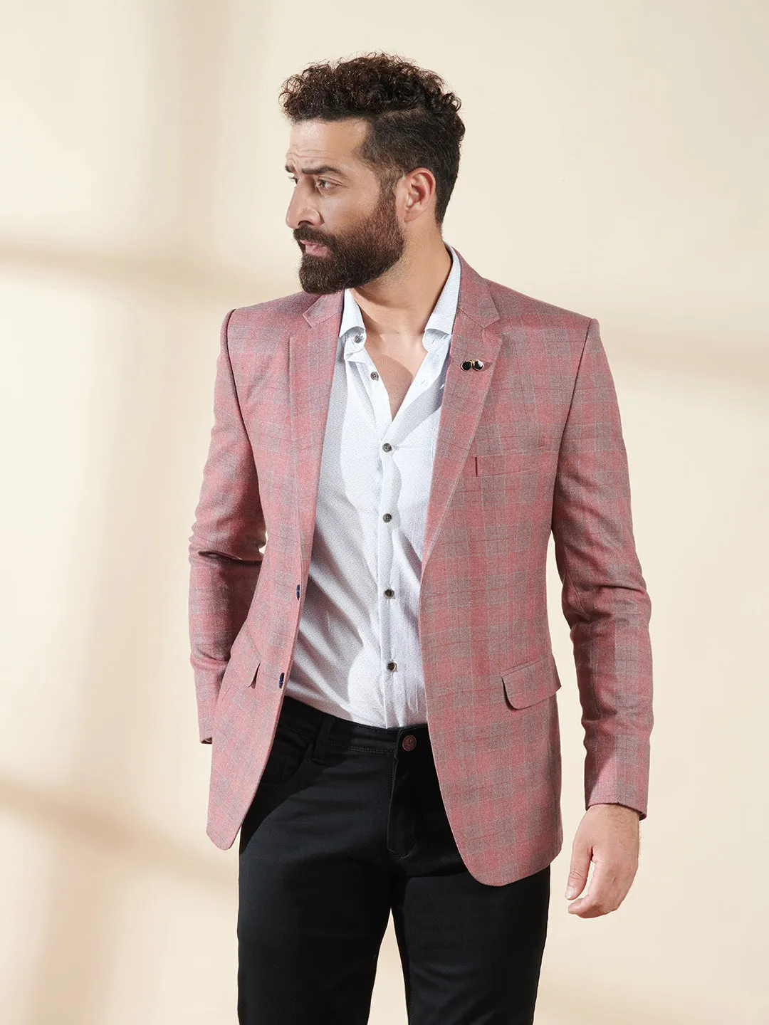 Pink Checks Blazer