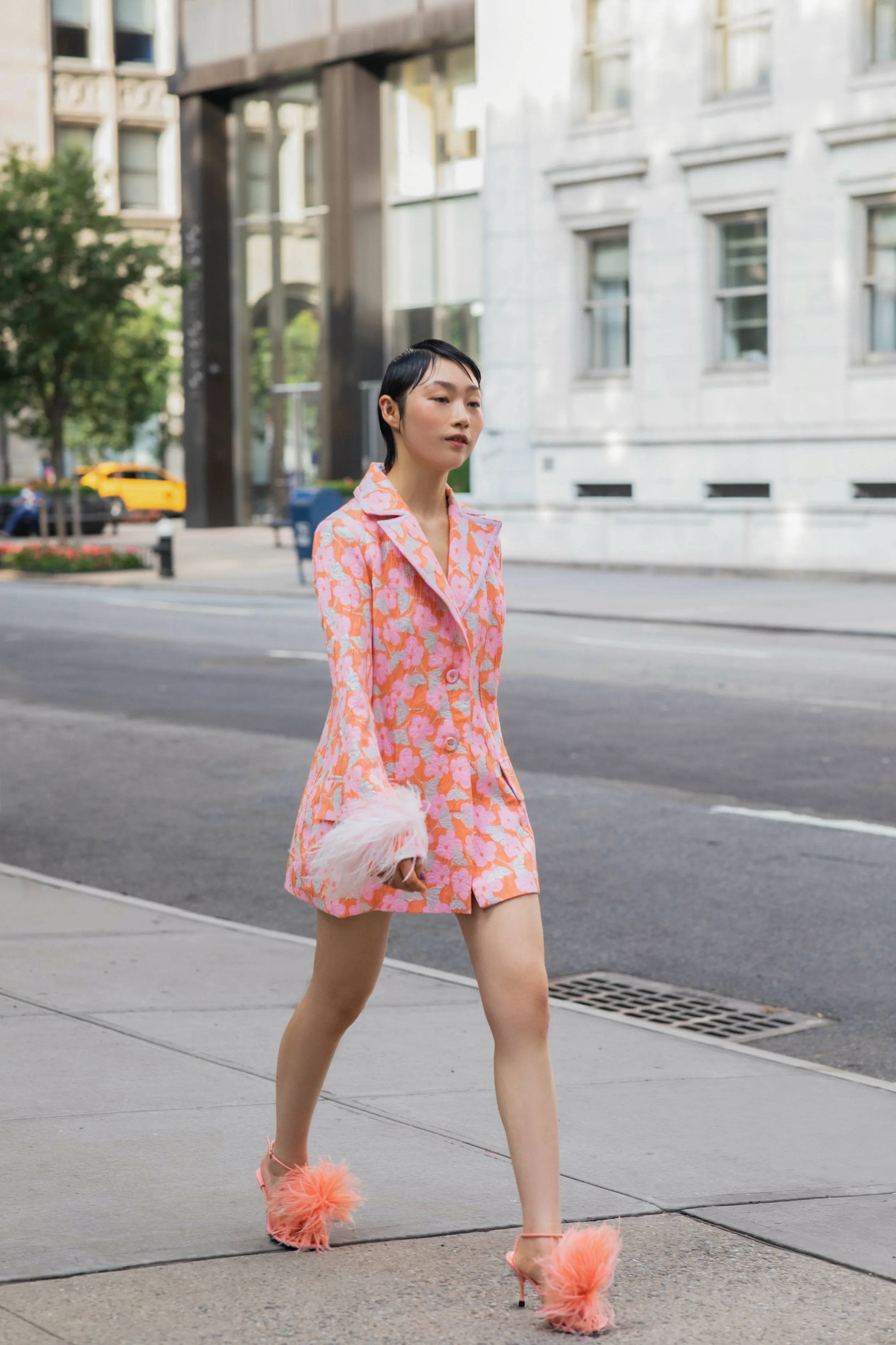 Pink Jacqueline Jacket  №21 With Detachable  Feather Cuffs