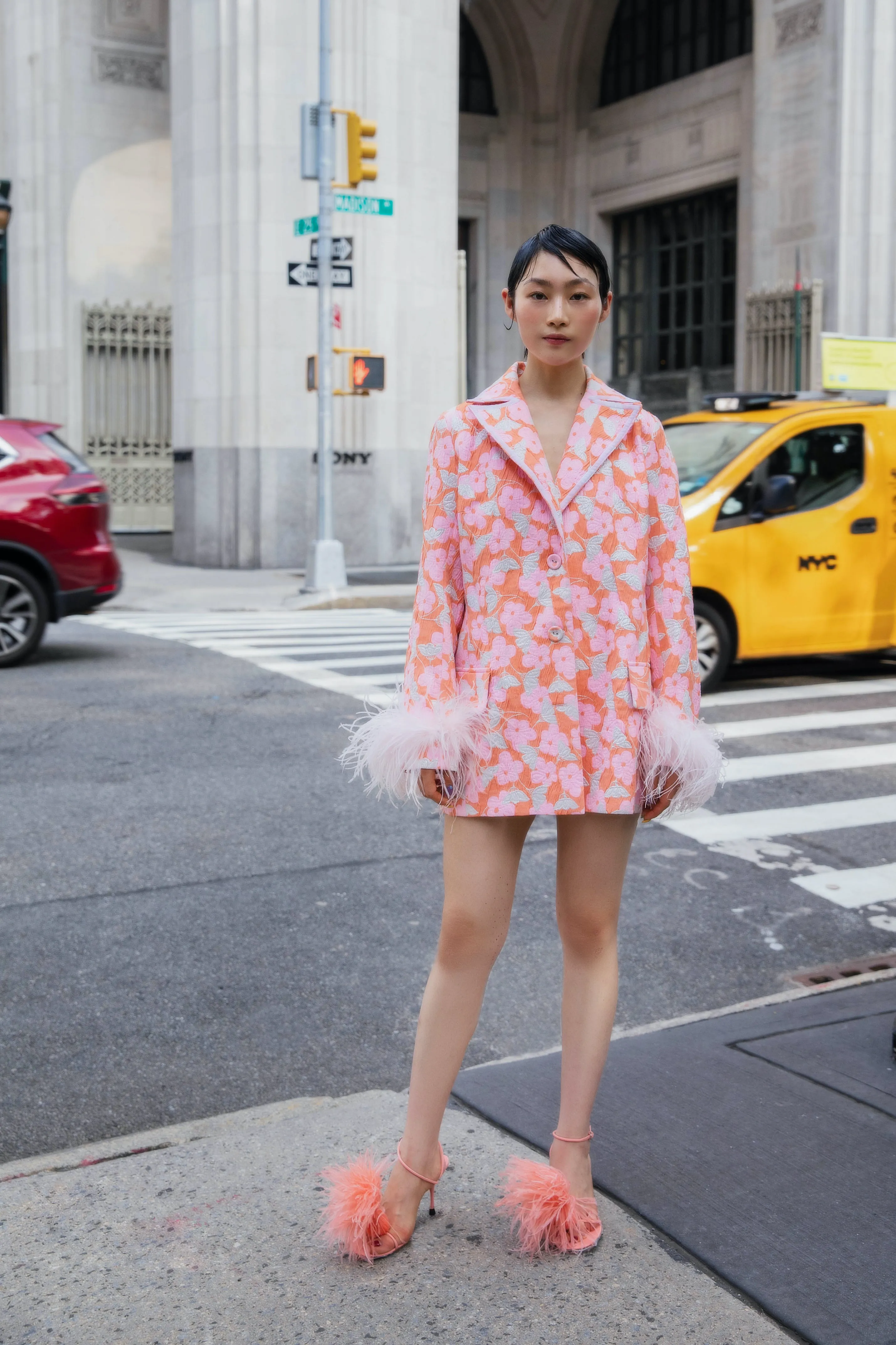 Pink Jacqueline Jacket  №21 With Detachable  Feather Cuffs
