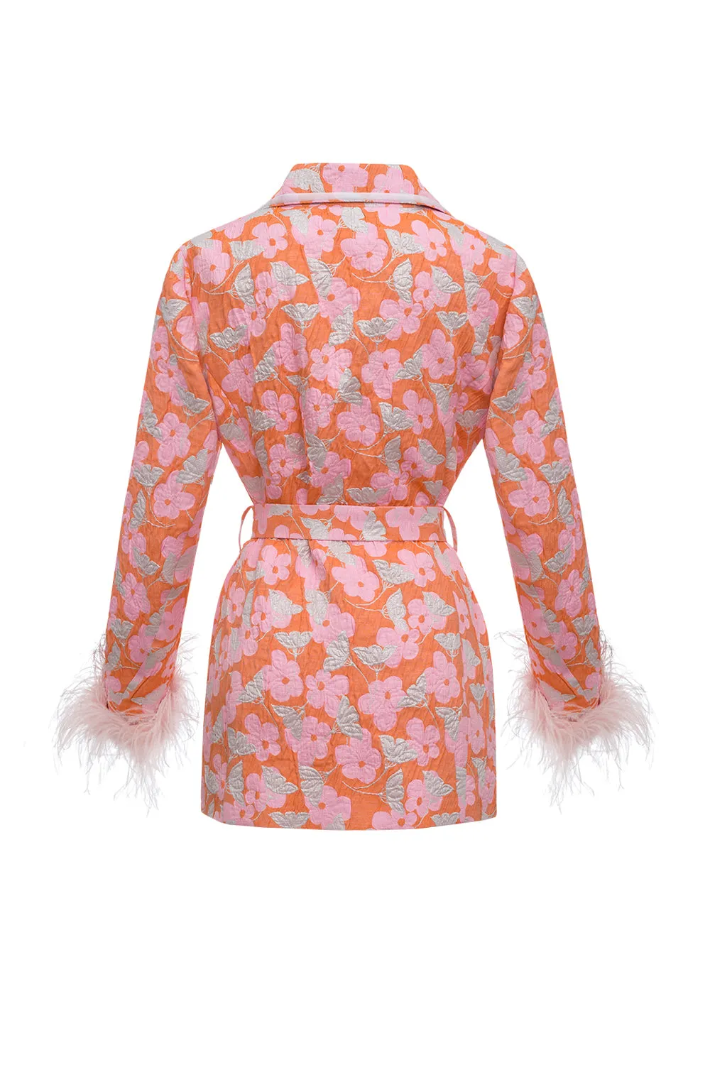Pink Jacqueline Jacket  №21 With Detachable  Feather Cuffs