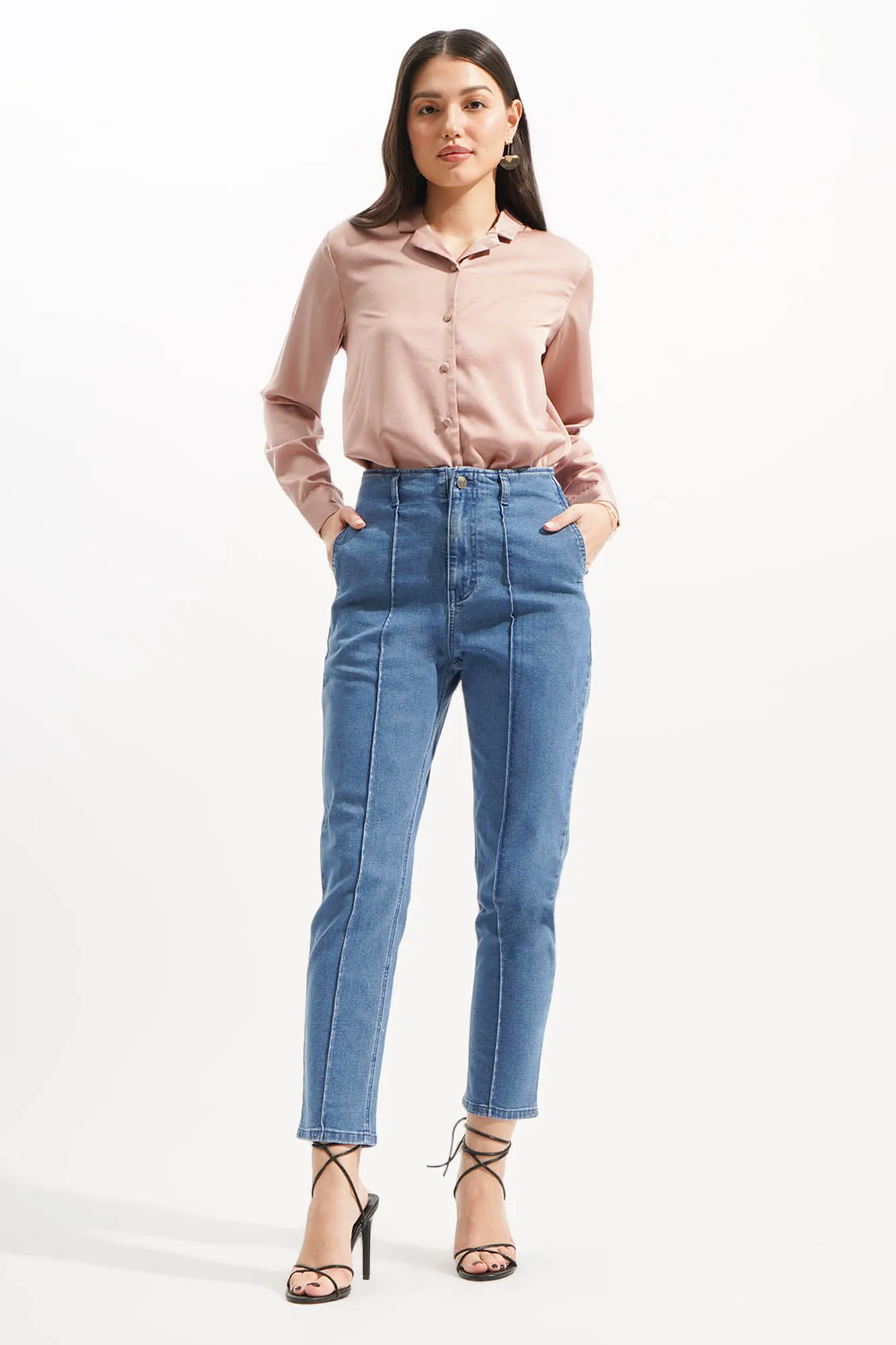 Pintuck Slim Jeans