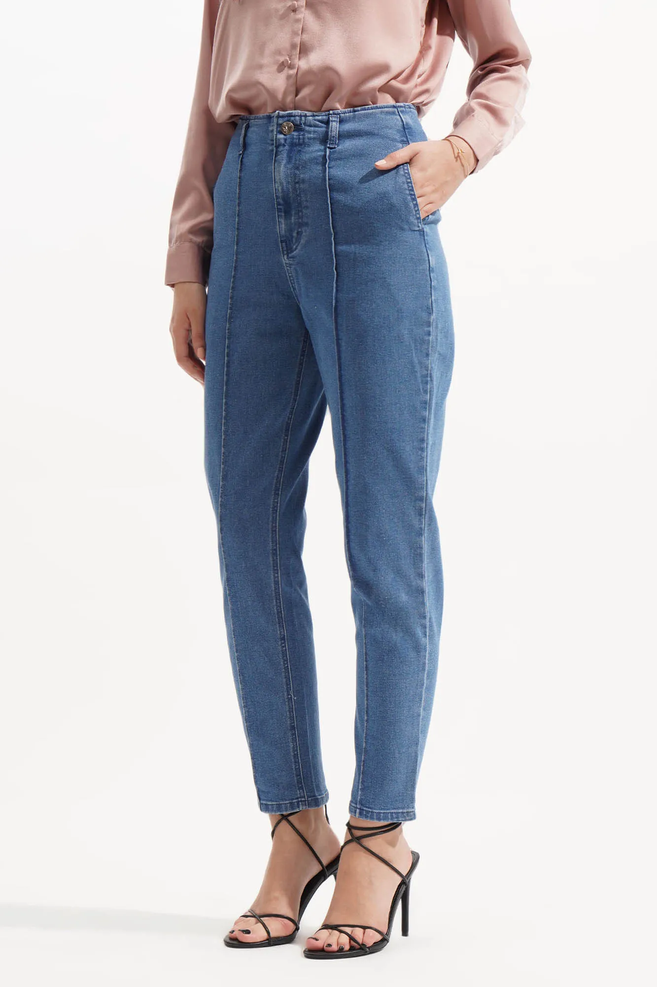 Pintuck Slim Jeans
