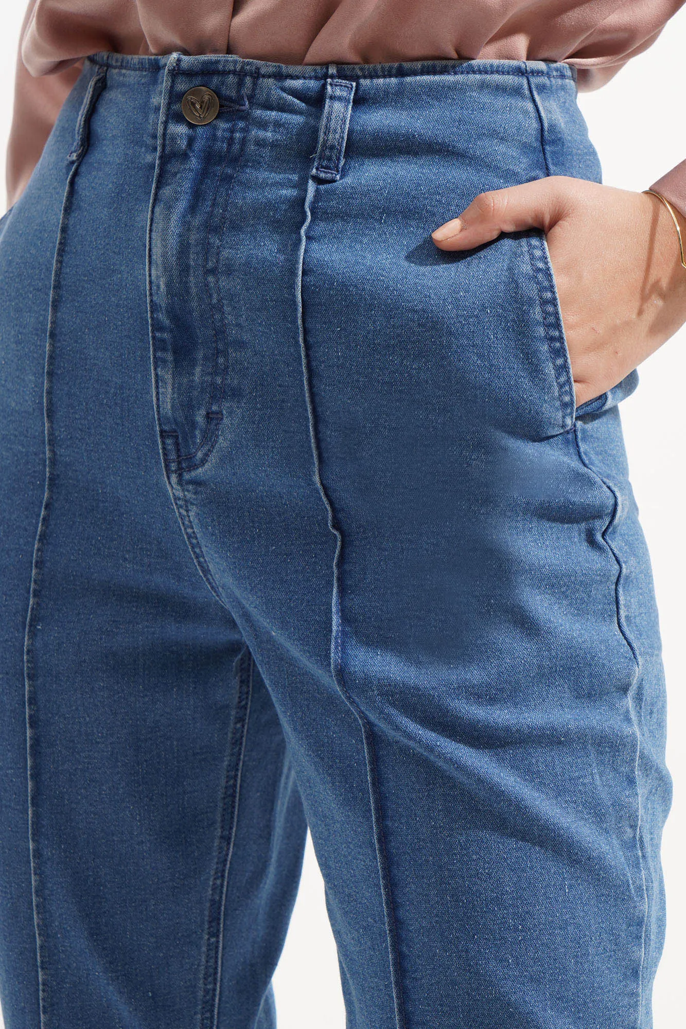 Pintuck Slim Jeans