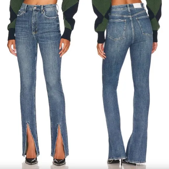 Pistola medium blue Willow wash denim Colleen high rise slim split flare jeans