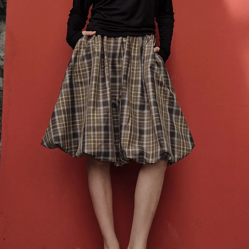 Plaid Balloon Skirt