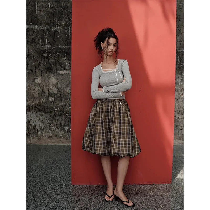 Plaid Balloon Skirt