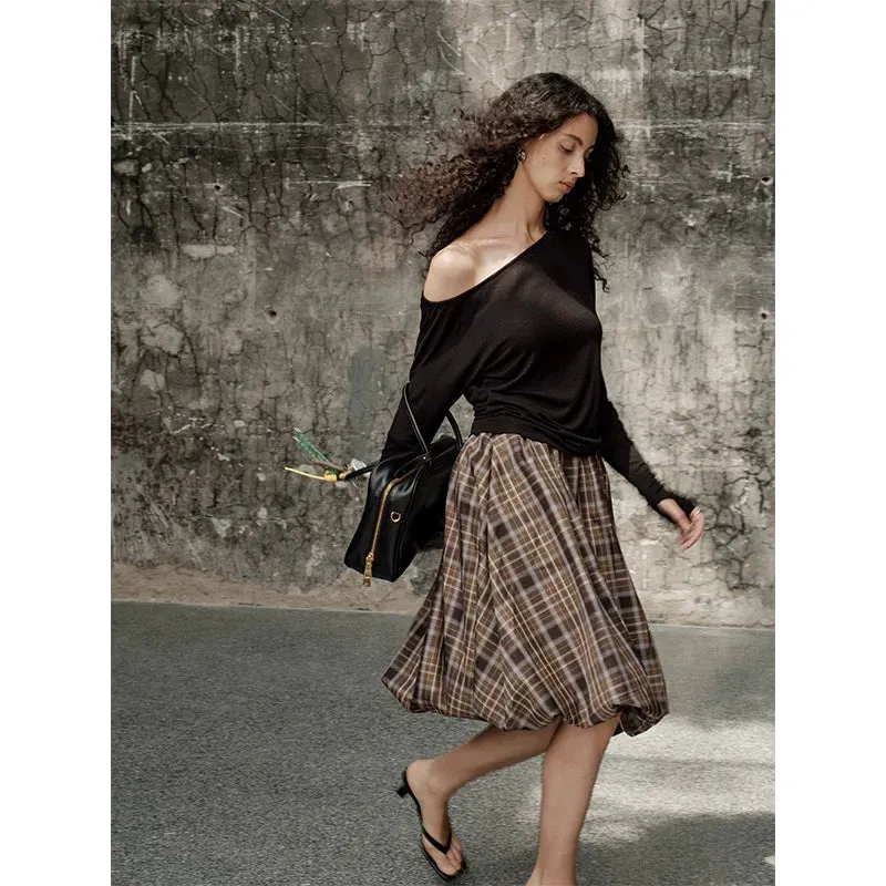 Plaid Balloon Skirt